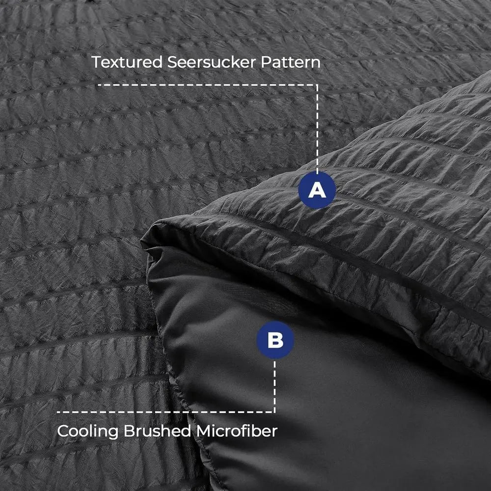 Comorter Set Seersucker 7 Pieces, All Season Luxury Bed in a Bag or Bedroom, Bedding Set with Comorters, Sheets, Pillowcases & S