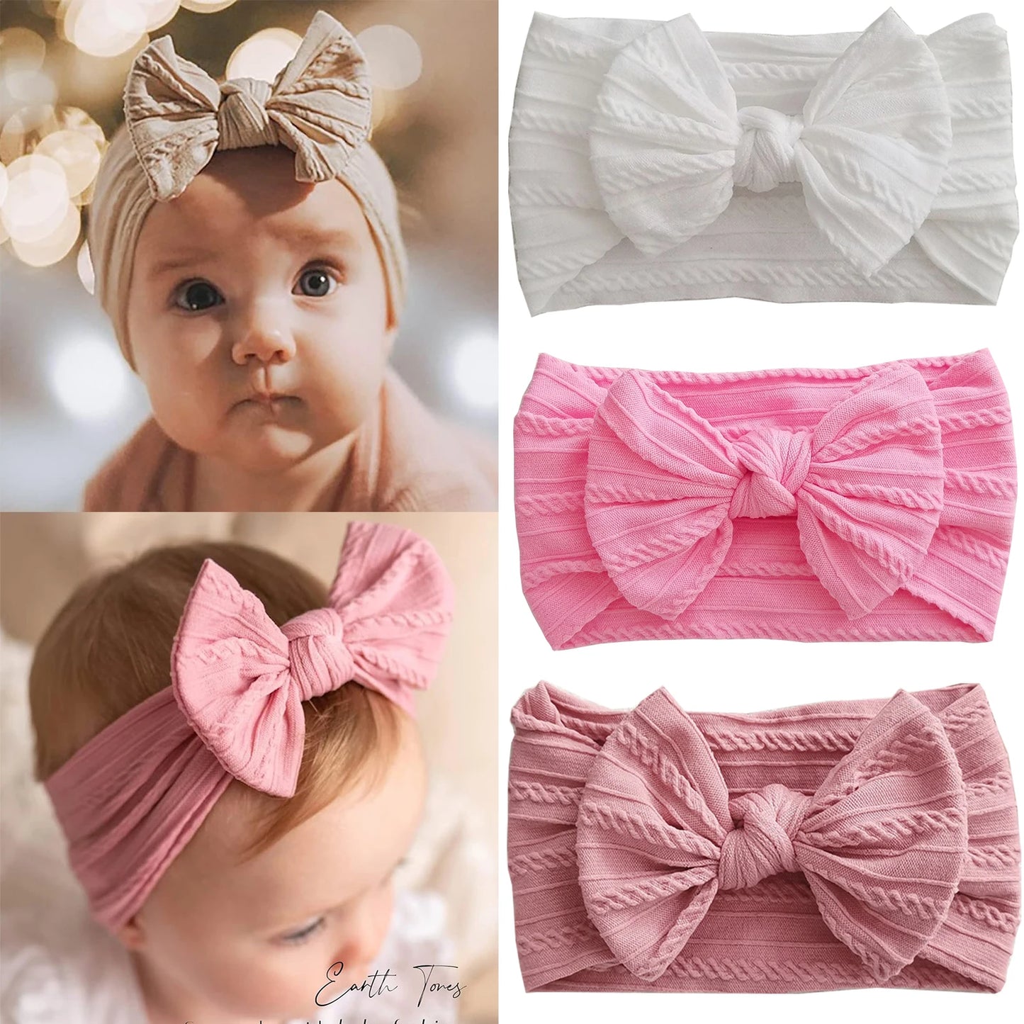 Solid Color Baby Headband Bow Nylon Hair Band Accessories