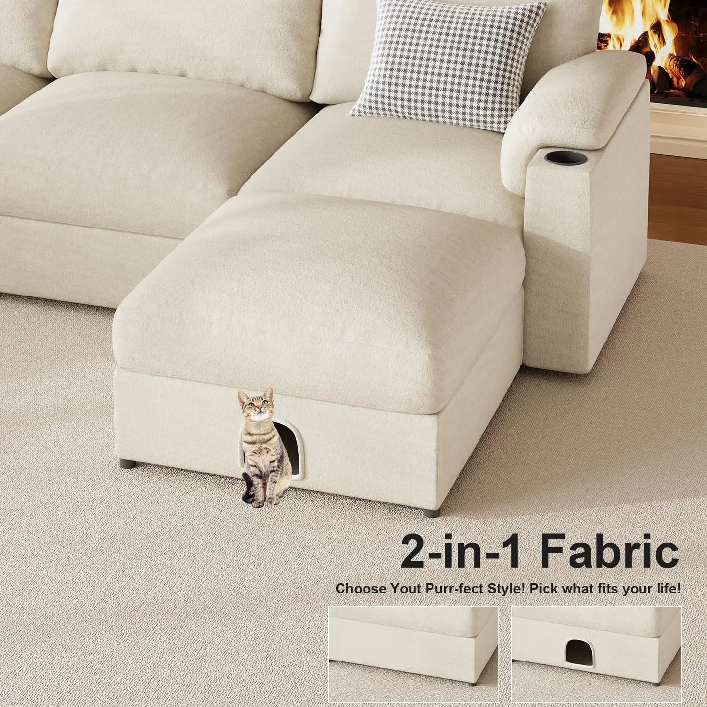 Velvet Modular Sectional Sofa Couch U Shaped Sleeper Chaise