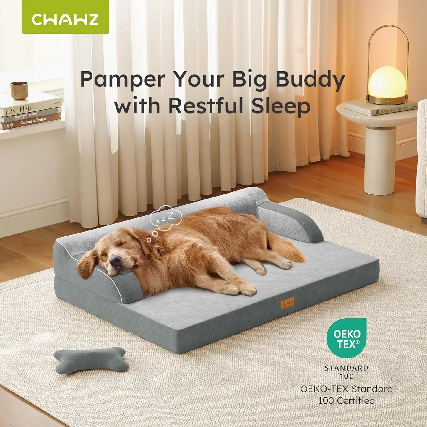 Orthopedic Dog Bed with Cooling Memory Foam and Washable Cover Nonslip Bottom