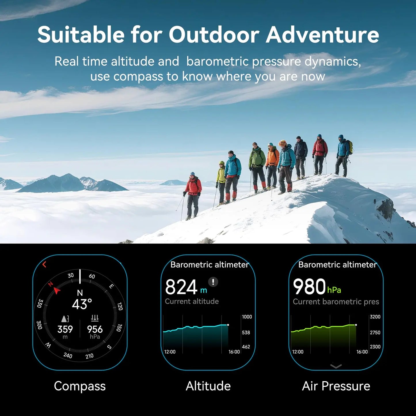 Nerunsa Smartwatch Men AMOLED GPS Always On Display 5ATM Waterproof