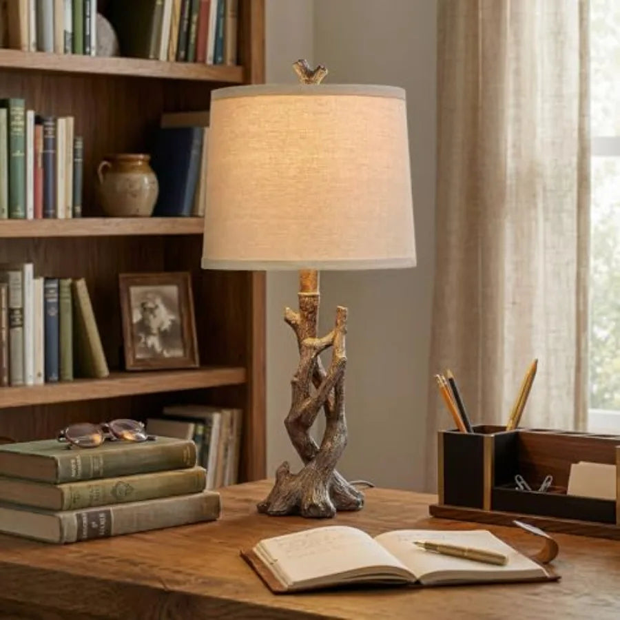 Rustic Farmhouse Solar Table Lamp For Nightstand Bedroom