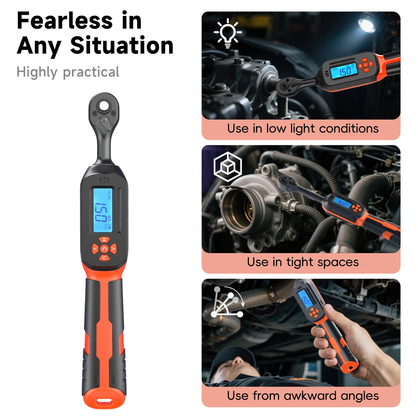 MoveCrab Digital Torque Wrench 1-340N.m 2 Percent Accuracy LED Alerts