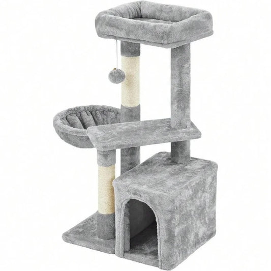 Cat Tree 3-Tier Indoor Cat Tower With Condo Platform Nest