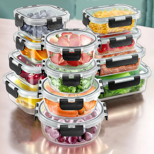 12 Piece Glass Lunch Box Meal Prep Containers Airtight Bento