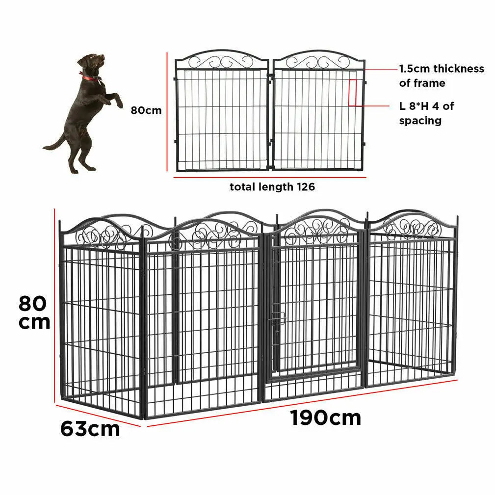 BINGOPAW Heavy Duty Dog Playpen Foldable 8 Panels With Gate