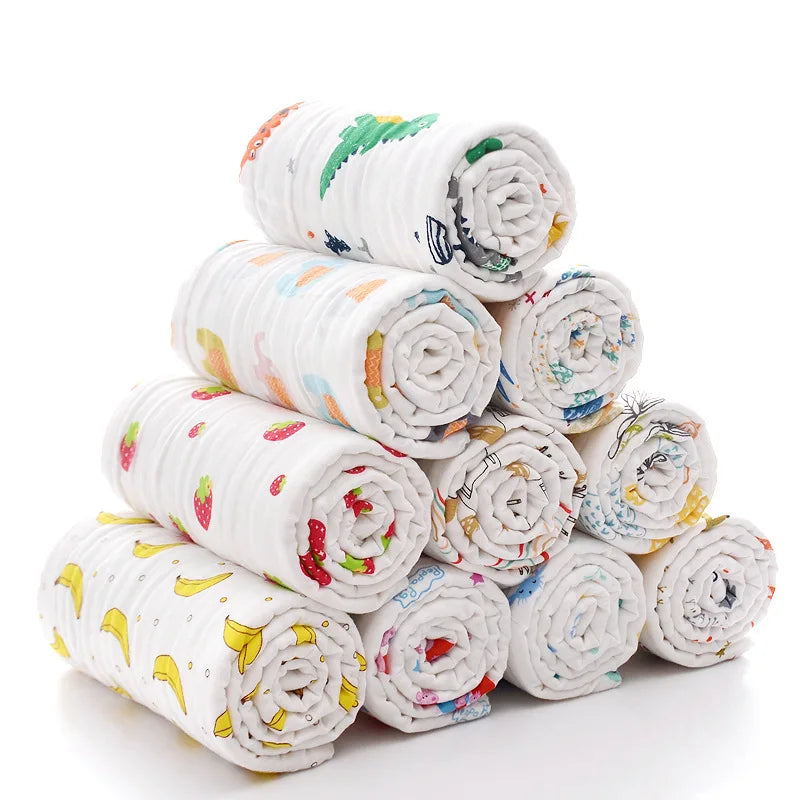 Unisex Cotton Baby Bath Towel and Gauze Washcloth Set for Newborns