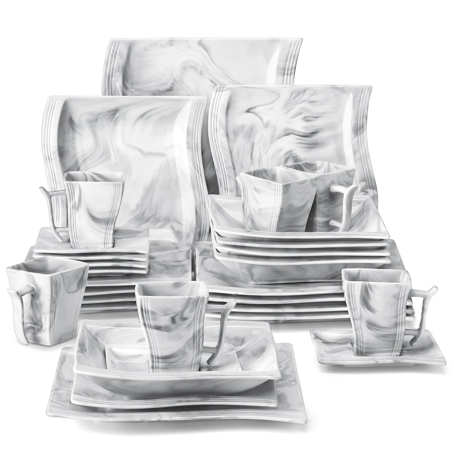 MALACASA Porcelain Dinnerware Set for Everyday Use