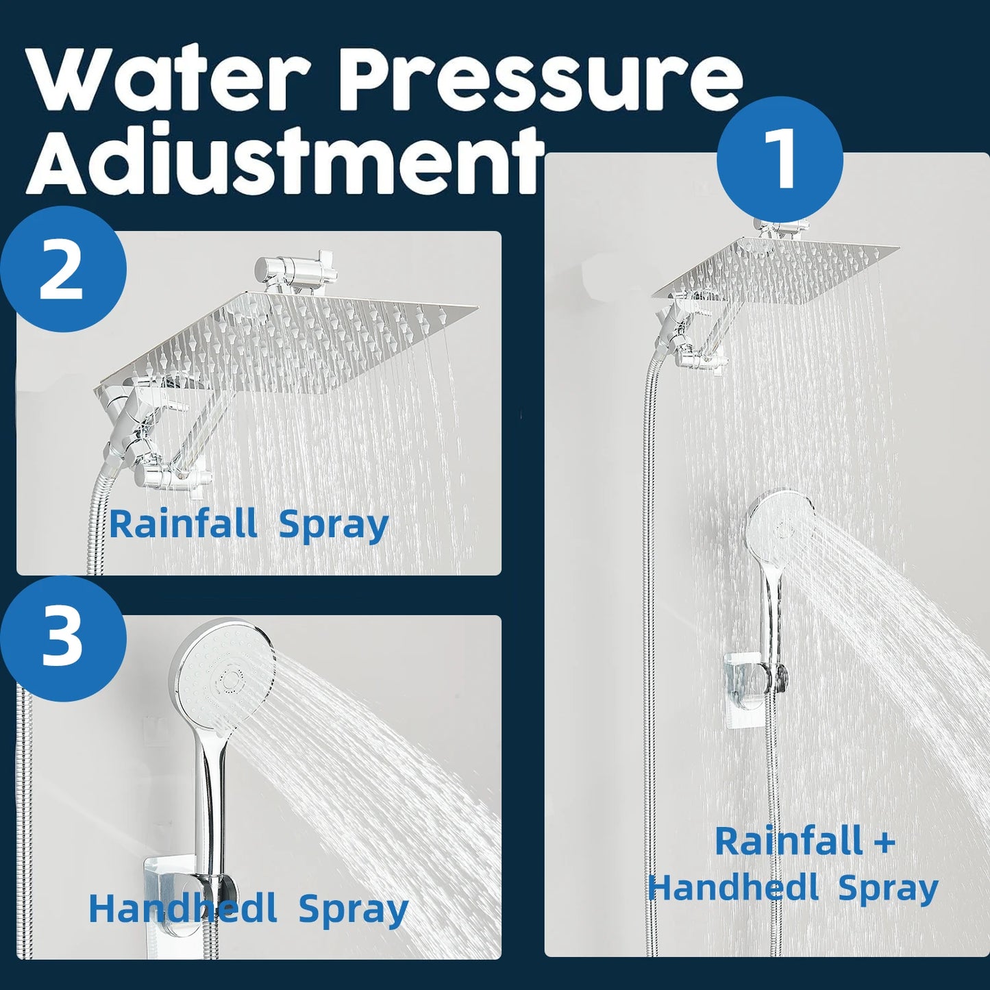Quyanre High Pressure Rain Shower Head Kit With Handheld Spray