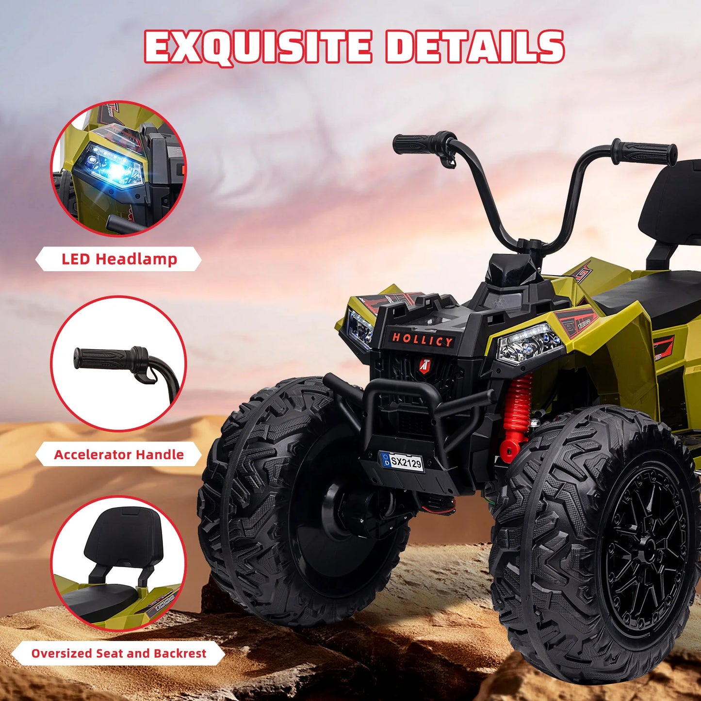 HiMISSE Kids Electric ATV 24V Ride On Vehicle With Bluetooth