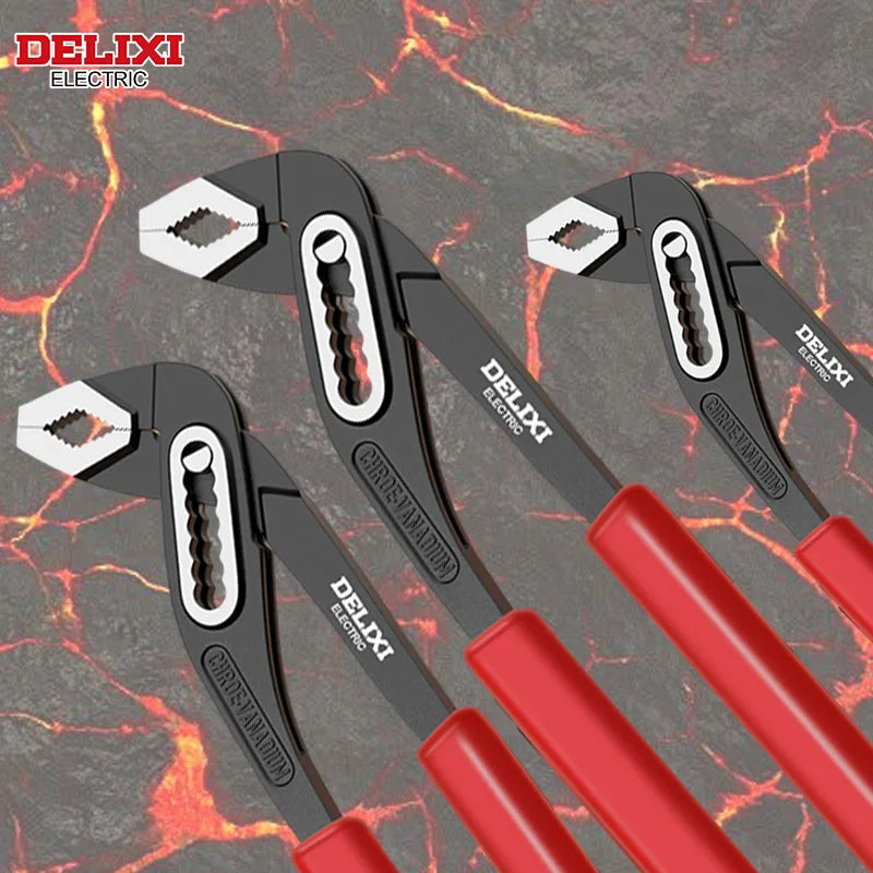 Delixi Electric Water Pump Pliers Set 3 Piece Quick Release Adjustable