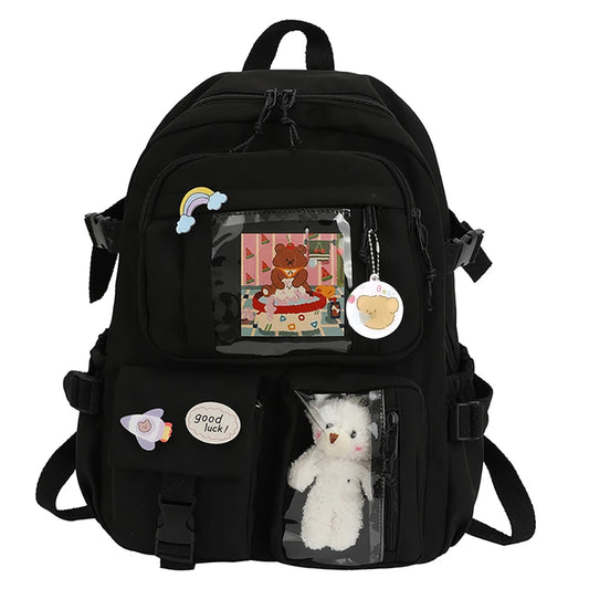 APWIKOGER Girls Rucksack Plush Pendant Backpack Large Capacity
