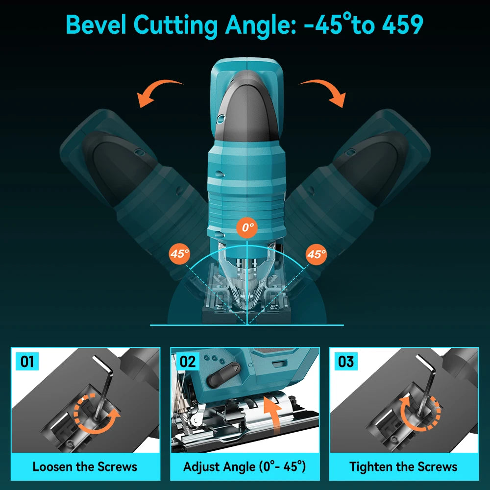 YEARTOP 7 Speed Brushless Cordless Jigsaw 18V Woodworking Tool