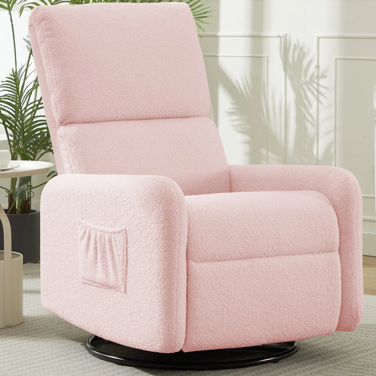 Korser Sherpa 360 Degree Swivel Glider Chair, Rocking Armchair with Side Pocket, Compact Furniture for Small Spaces Living Room