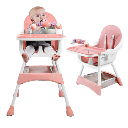 PIORLADO Portable Convertible Baby High Chair With Dining Tray And Toy Rack