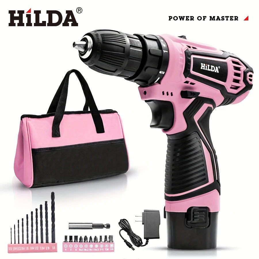 HILDADIY 21V Cordless Drill With 25 to 1 Torque Settings