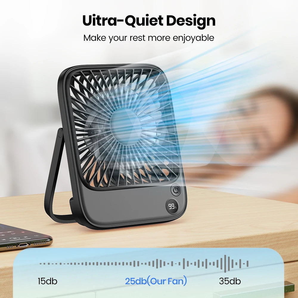 Topk Rechargeable Portable Camping Desk Fan 2000mAh USB