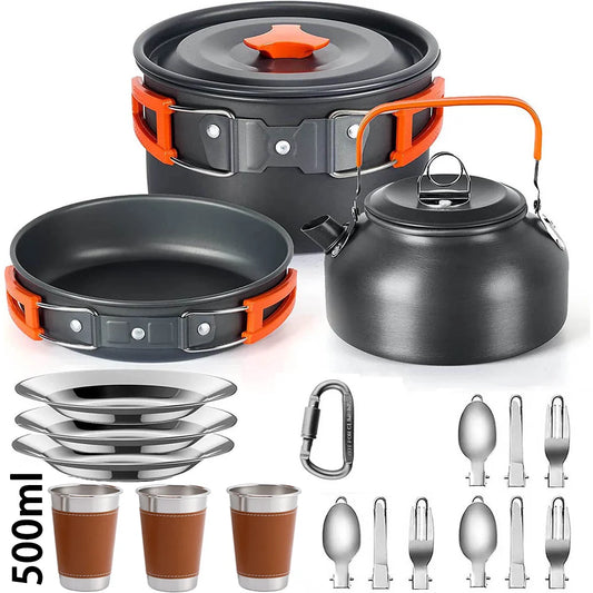 LISM Camping Cookware Set Teapot For 2-3 People Nonstick Pots