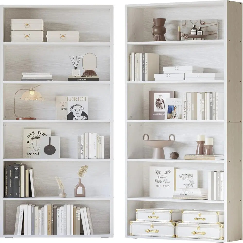 IRONCK Set of 2 Floor Standing Bookshelves 6-Tier Home Office