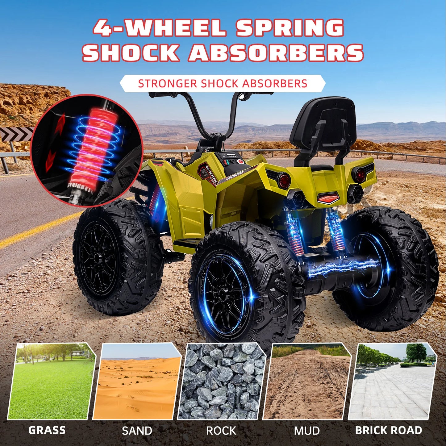 HiMISSE Kids Electric ATV 24V Ride On Vehicle With Bluetooth