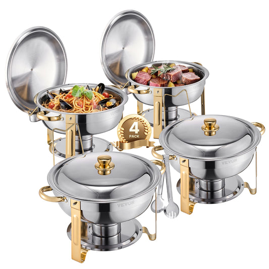 SucceBuy 4 Pack Chafing Dish Buffet Set Stainless Steel Warmer With Pans