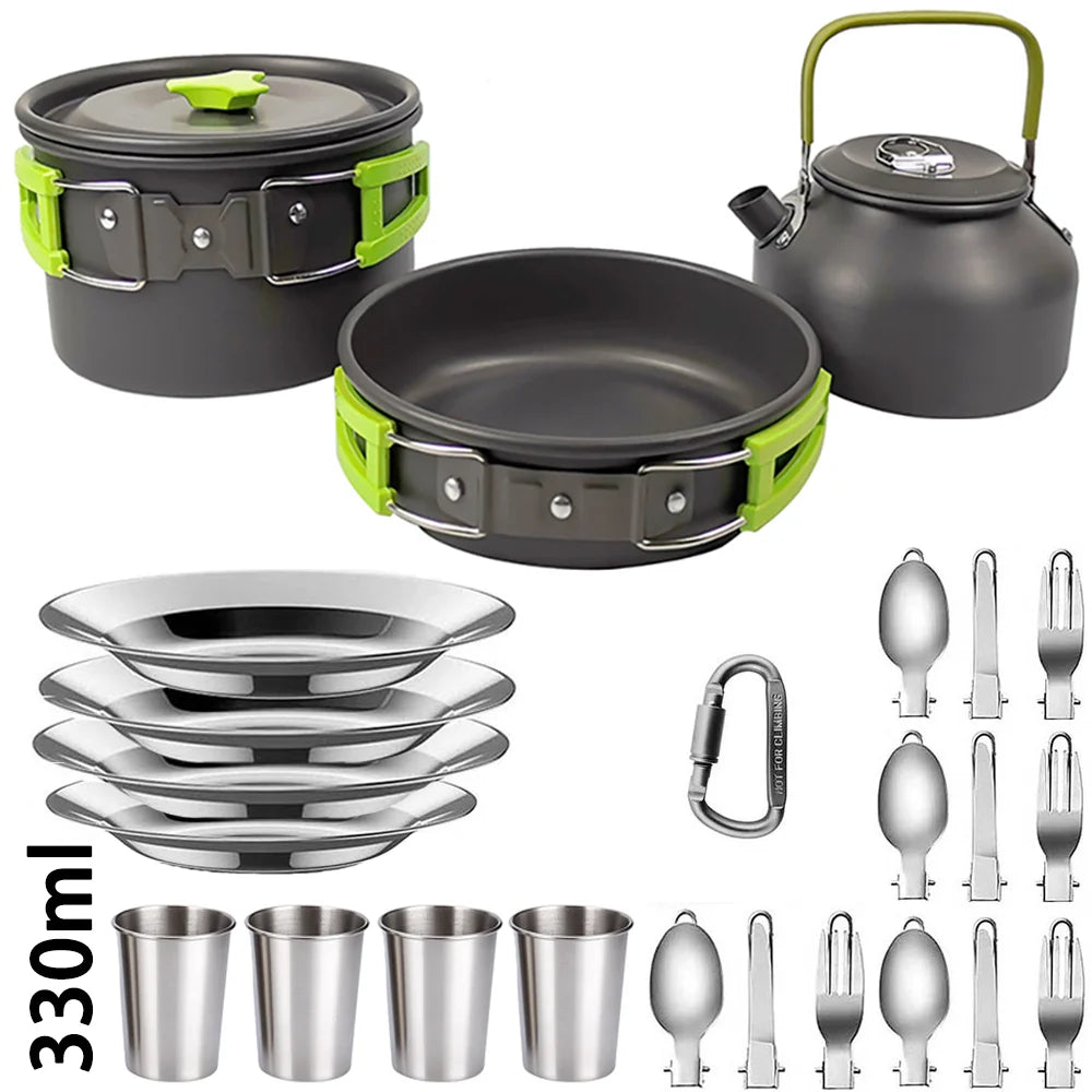 LISM Camping Cookware Set Teapot For 2-3 People Nonstick Pots