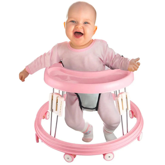 Foldable Baby Walker With Anti Rollover Brake 5 Level Height
