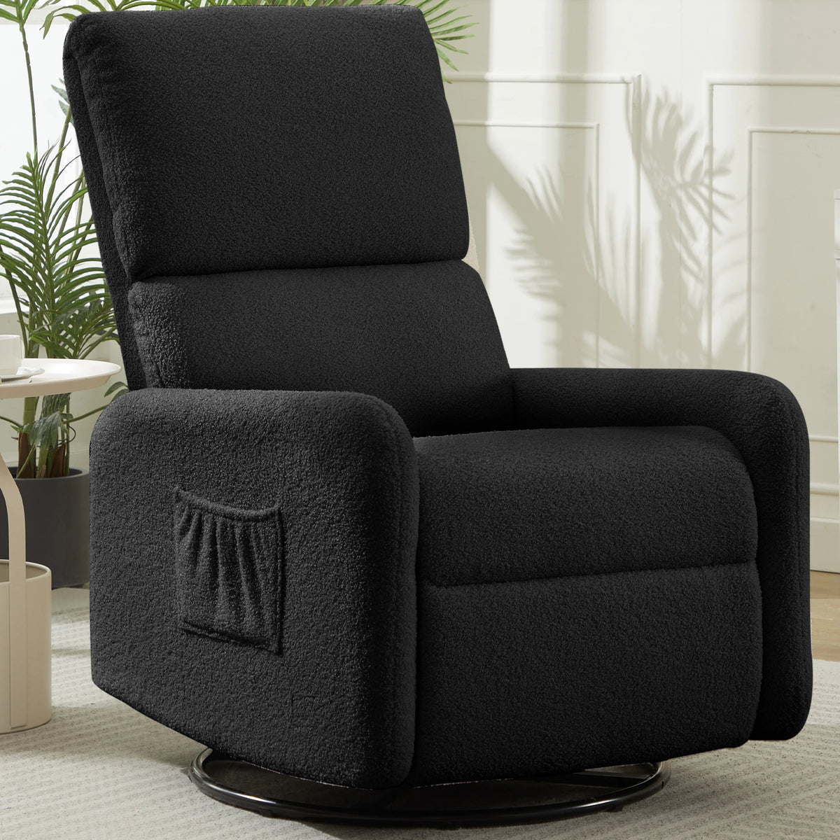 Korser Sherpa 360 Degree Swivel Glider Chair, Rocking Armchair with Side Pocket, Compact Furniture for Small Spaces Living Room