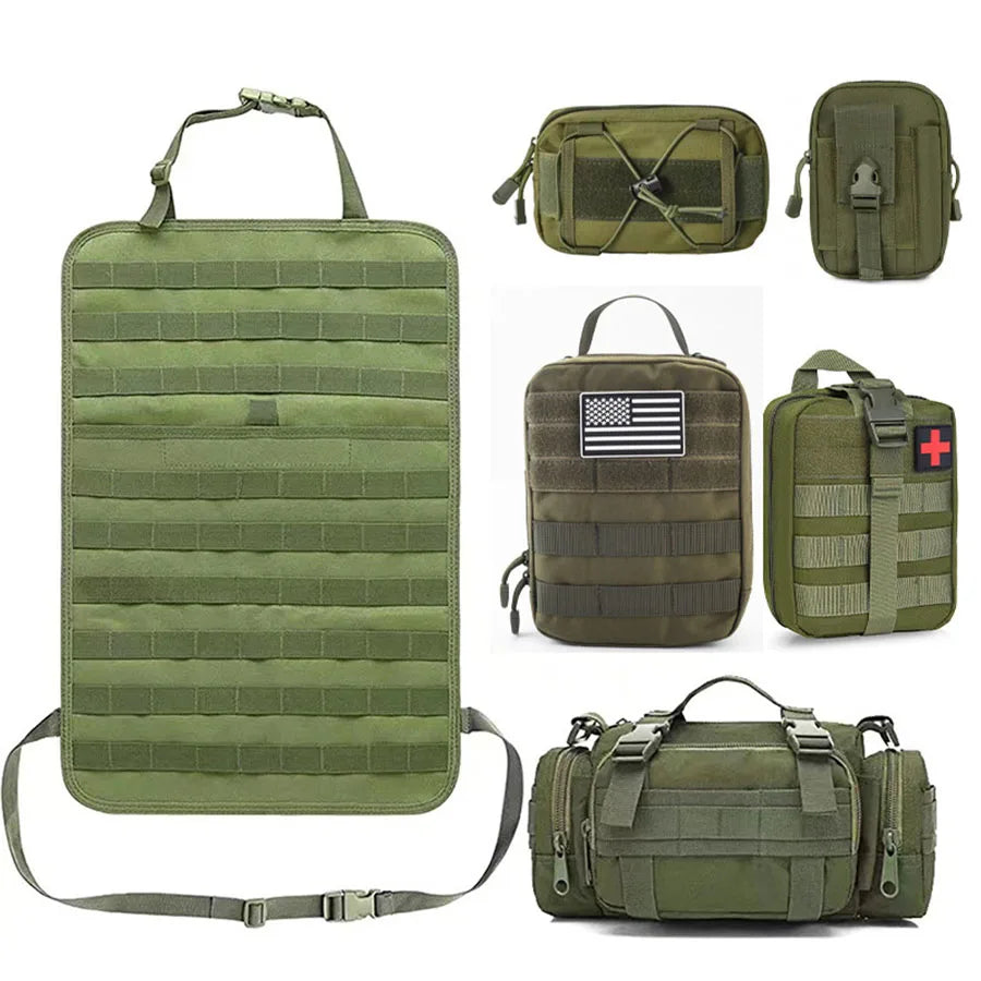 Car Back Seat Organizer 6 In 1 Tactical Hanging Storage 600D Oxford