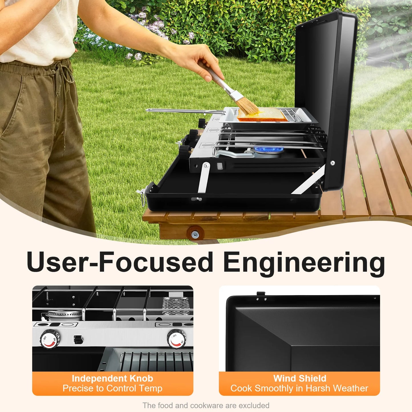 Portable 3 Burner Camping Gas Stove For Outdoor Cooking