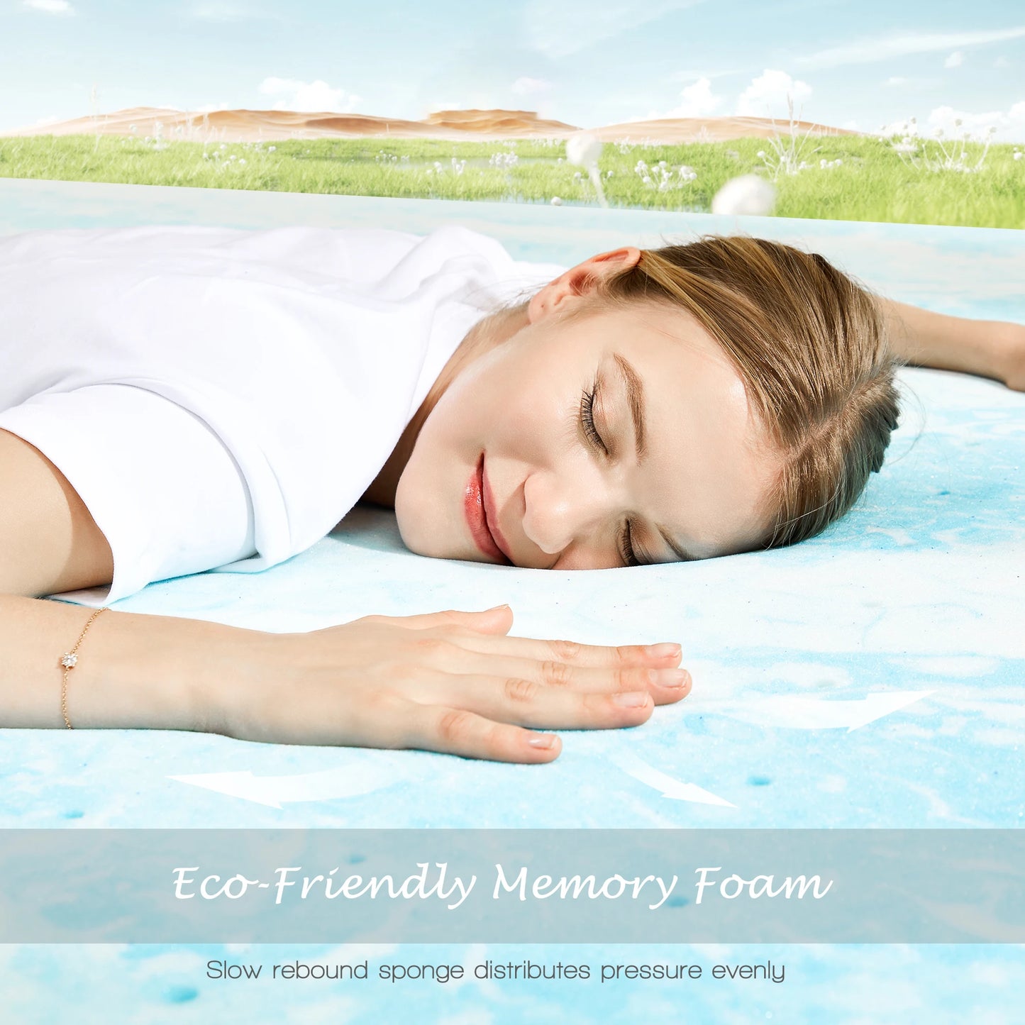 JHK Gel Memory Foam Mattress Topper Cooling And Breathable Bedding