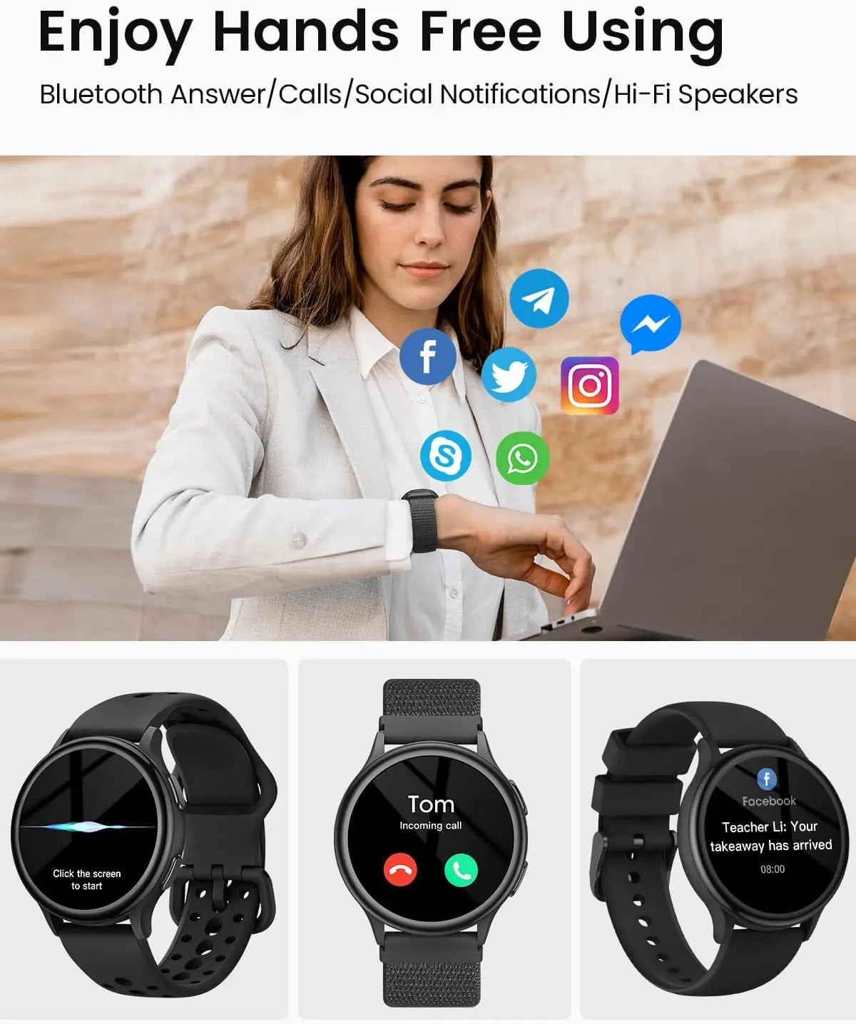 Anyloop Smartwatch For Women Fitness Tracker With iPhone Android