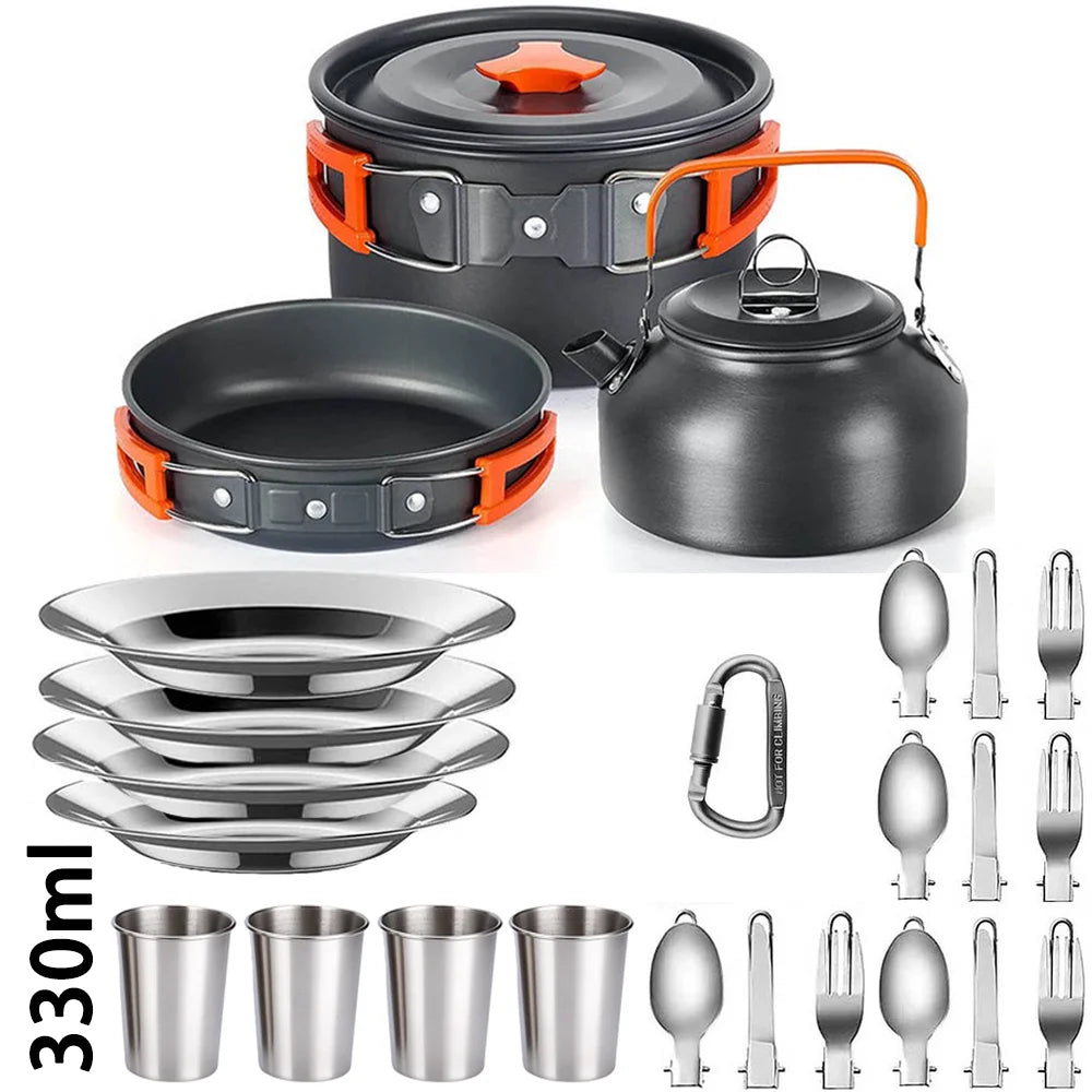LISM Camping Cookware Set Teapot For 2-3 People Nonstick Pots
