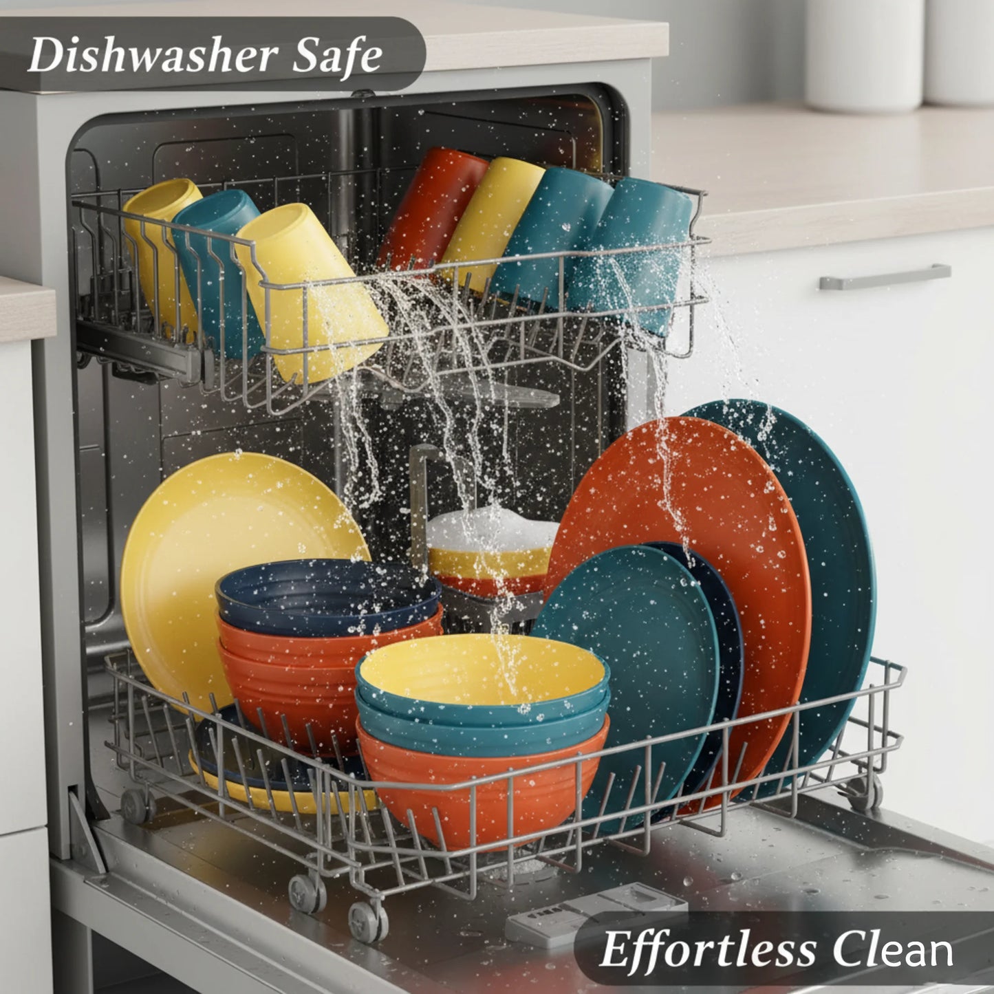 Wheat Straw Dinnerware Set Service For 8 BPA Free Unbreakable