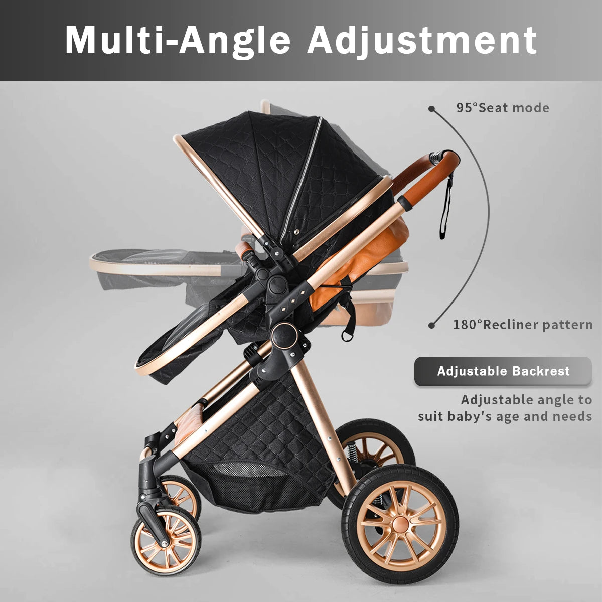 Baby Stroller 3 in 1, Foldable, With Shock Absorption, an Outdoor Stroller That Can Be Pushed in Both Directions