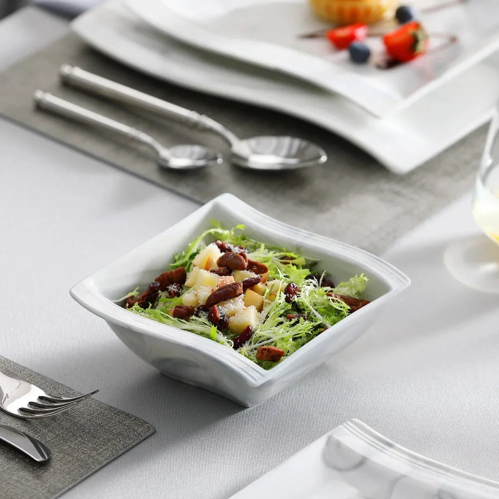 MALACASA Flora Nordic Marble Porcelain Dinnerware Set