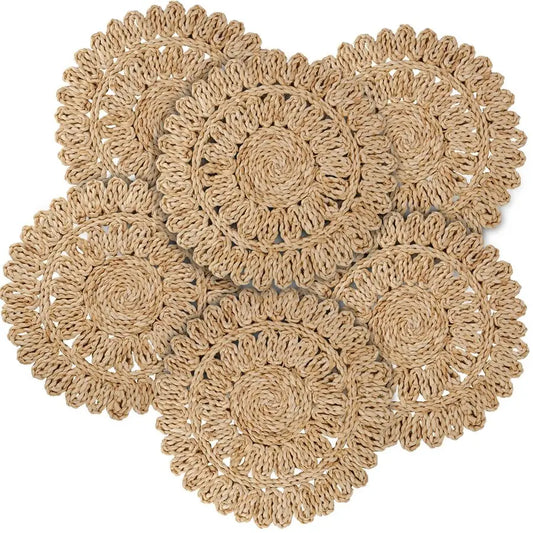 Corn Husk Round Placemats Set Of 6 For Dining Table