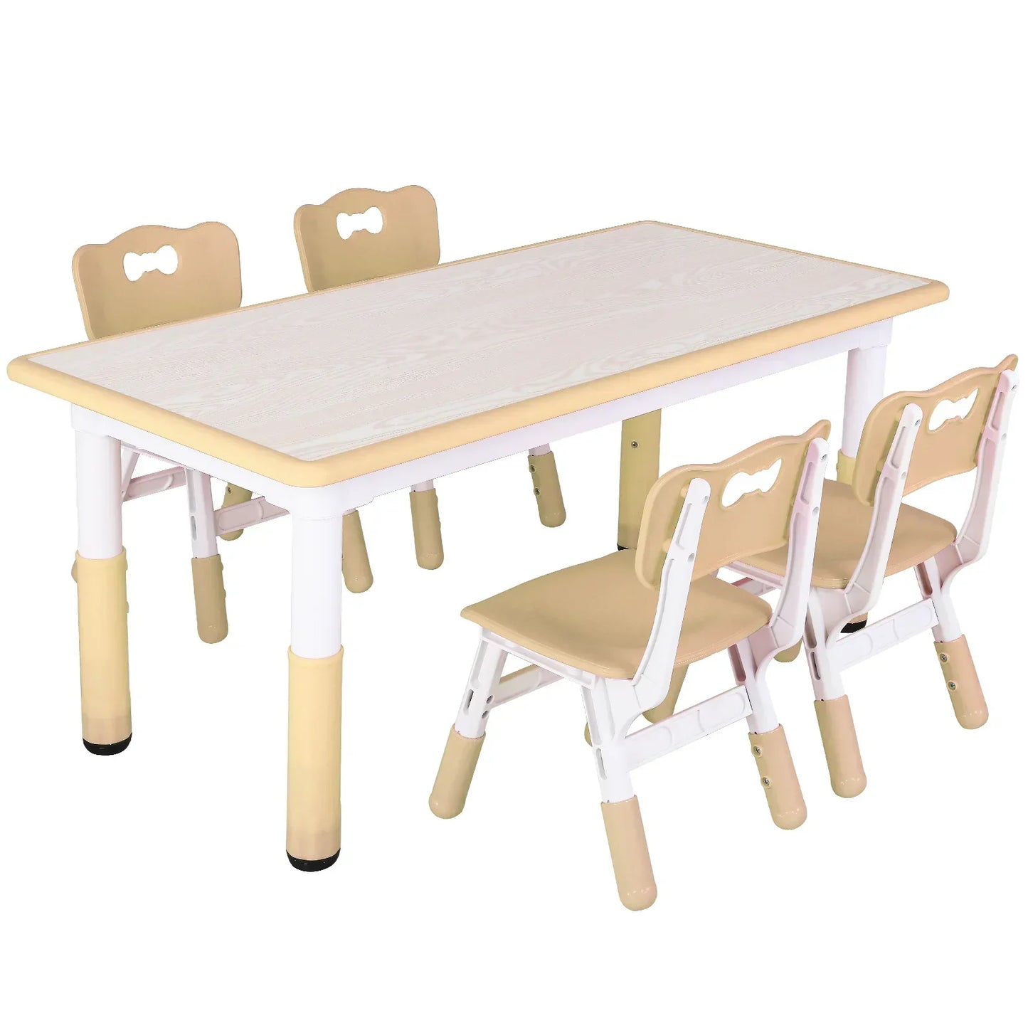 Kids Table and 4 Chairs Set Height Adjustable Toddler Multi-Activity Table Set Study Write, Play for Kids Child Table and Chair