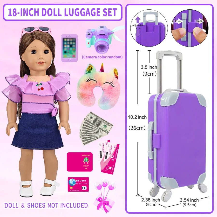 Doll Travel Suitcase Play Set With Sunglasses And Camera