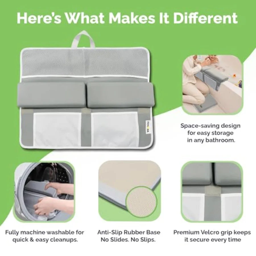 Baby Bath Kneeler And Elbow Rest Pad Set With Non Slip Suction Cups