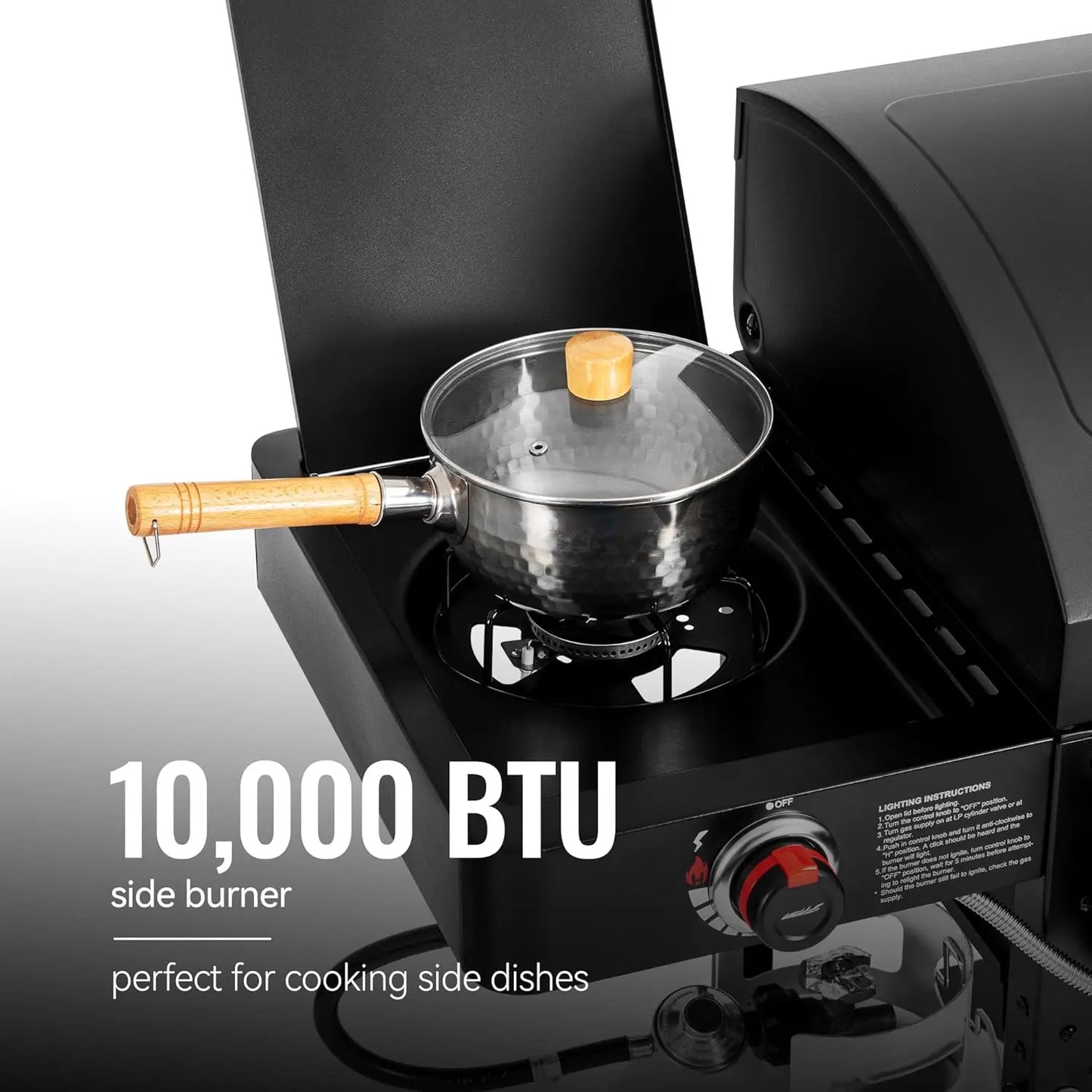 2-Burner Gas and Charcoal Combo Grill with Offset Smoker