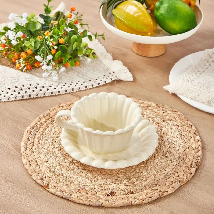 Boho Placemats Set With Macrame Burlap Table Runner