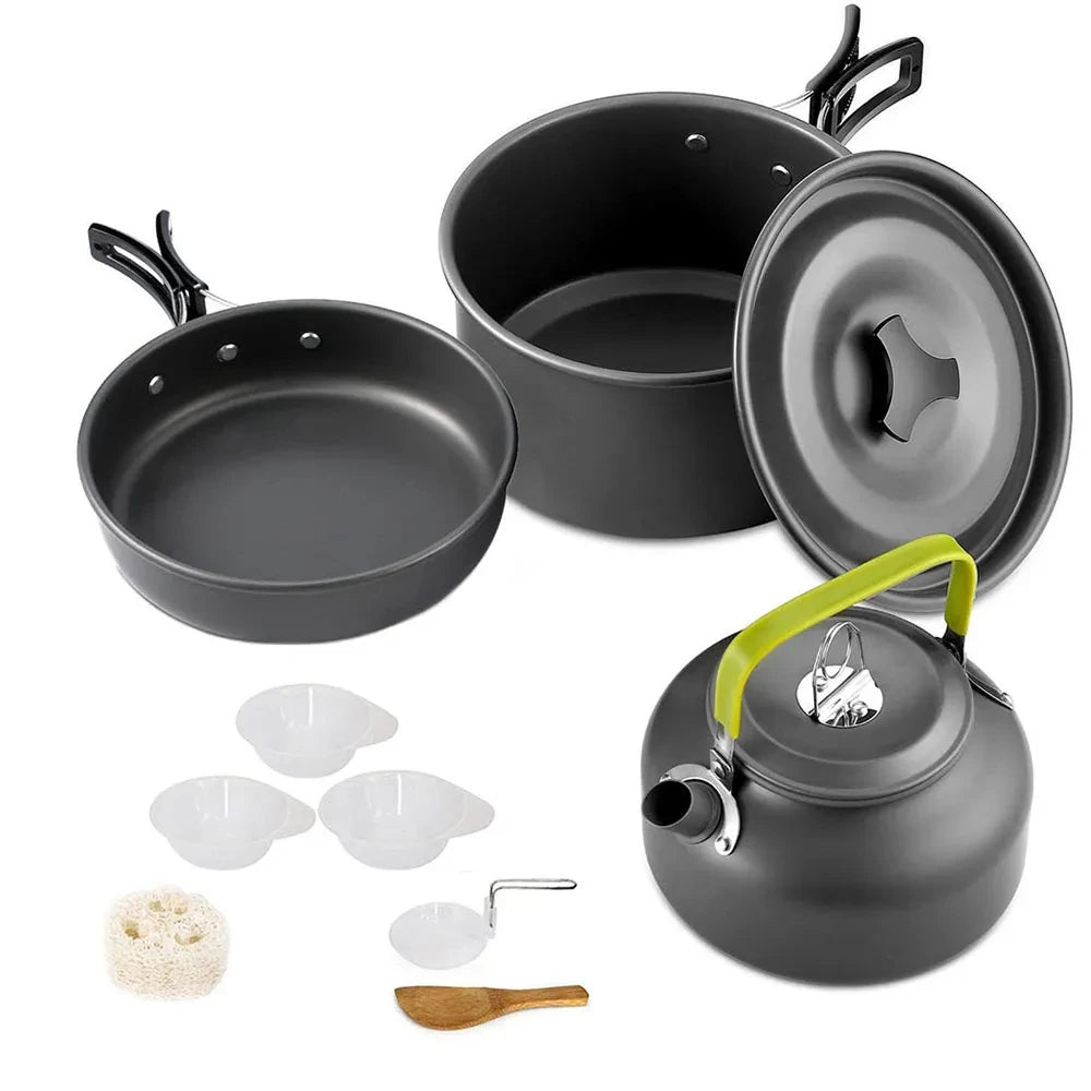 LISM Camping Cookware Set Teapot For 2-3 People Nonstick Pots