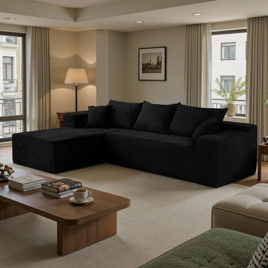 L Shape Sectional Sofa With Chaise Deep Seat Velvet