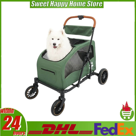 Foldable Dog Stroller with Detachable Cabin for Medium to Large Dogs Spacious Pet Stroller with Mesh Windows