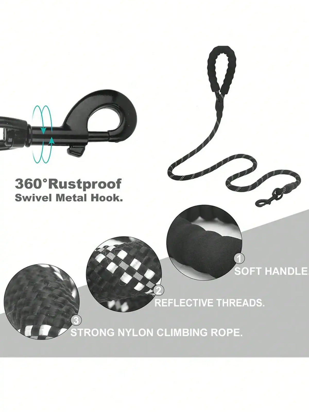 Reflective Nylon Dog Leash With Comfortable Foam Handle