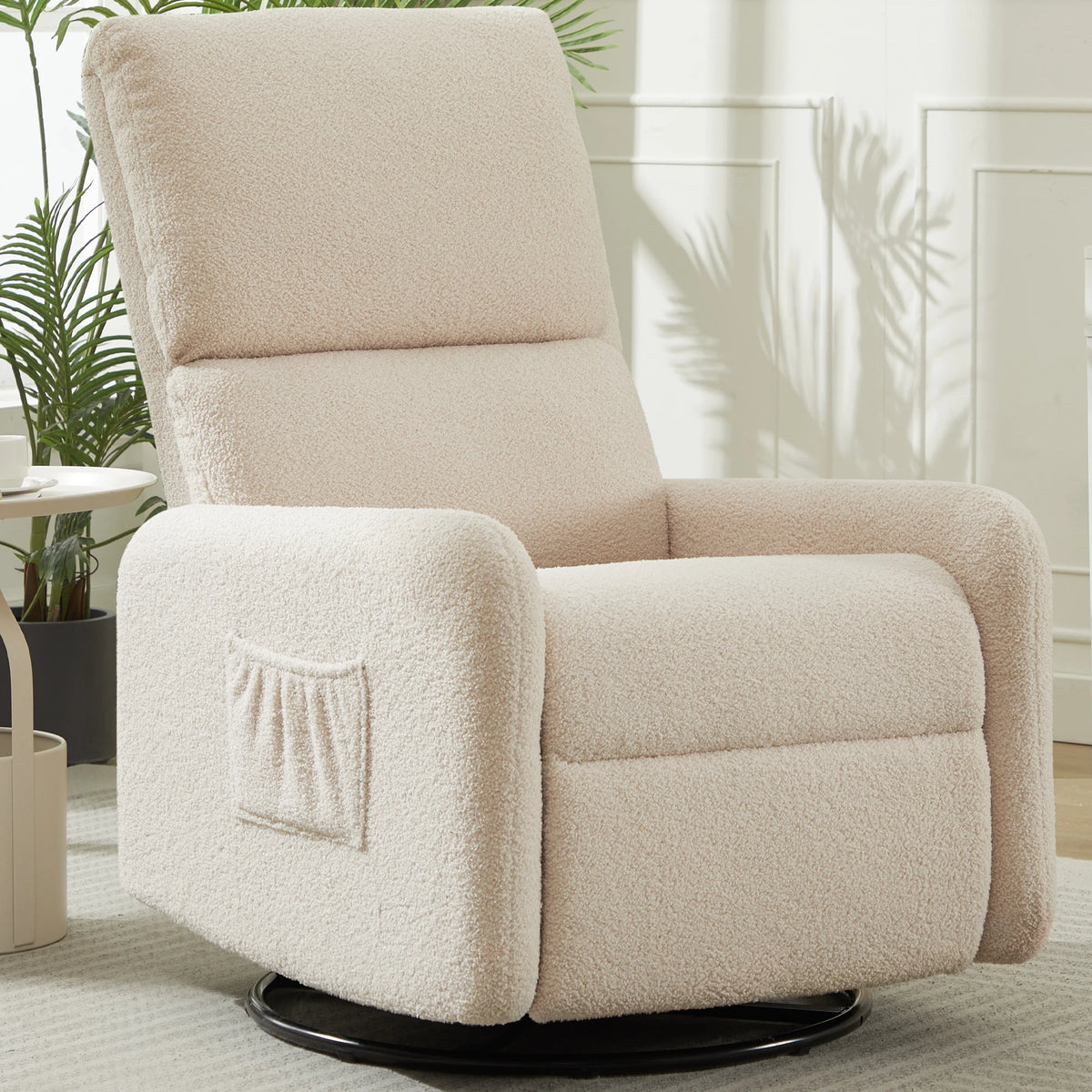 Korser Sherpa 360 Degree Swivel Glider Chair, Rocking Armchair with Side Pocket, Compact Furniture for Small Spaces Living Room
