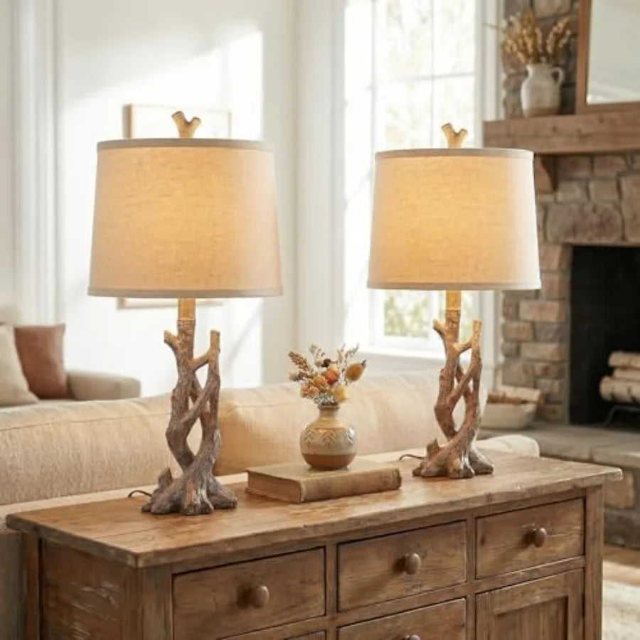 Rustic Farmhouse Solar Table Lamp For Nightstand Bedroom