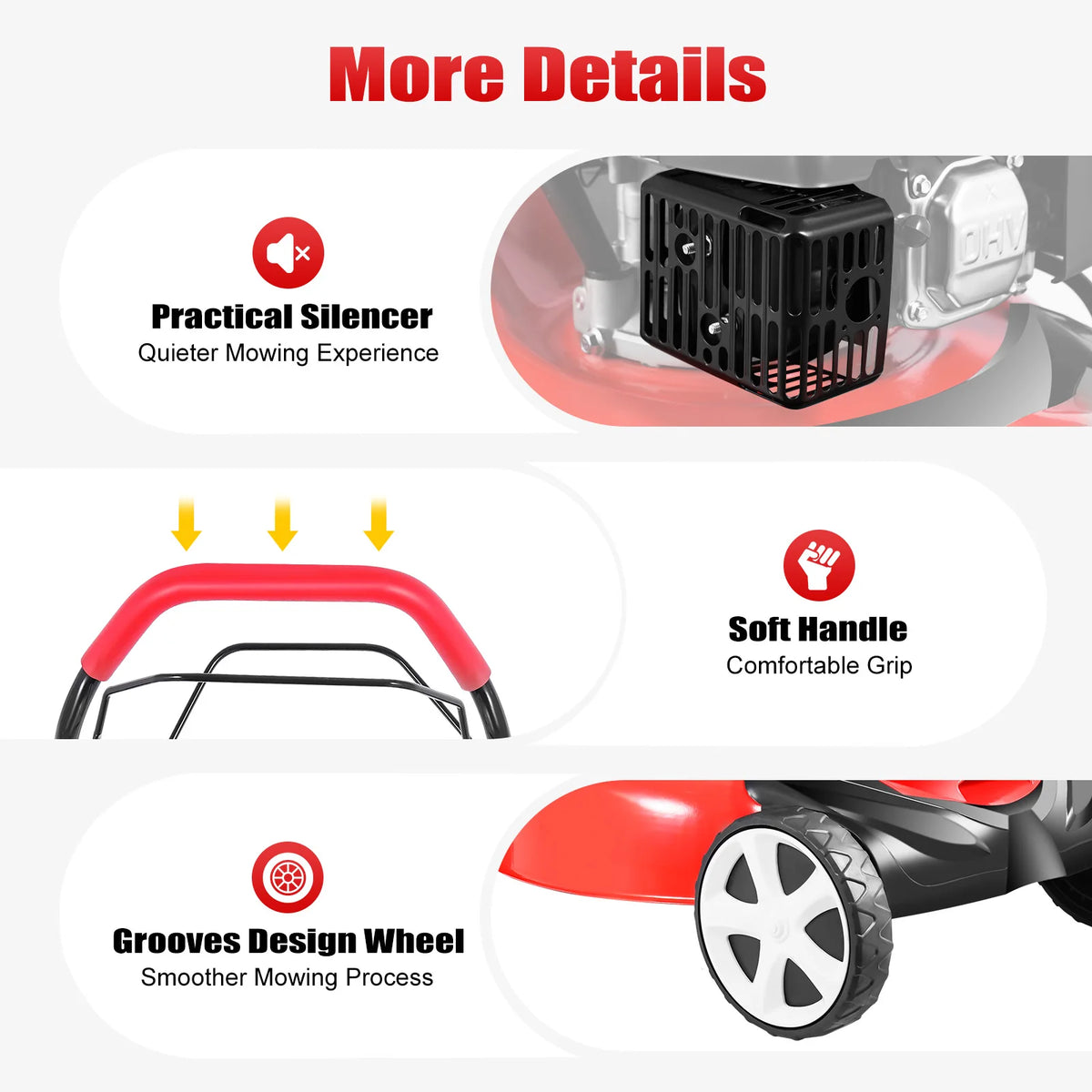 Cncest 140cc Self Propelled Gas Powered Lawn Mower With Bag
