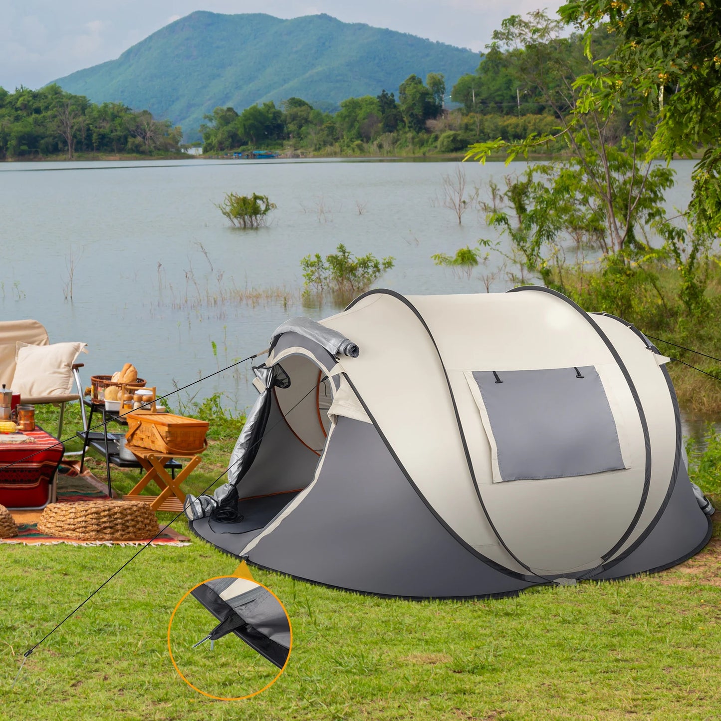 No Install Pop Up Tent For Family Camping And Fishing